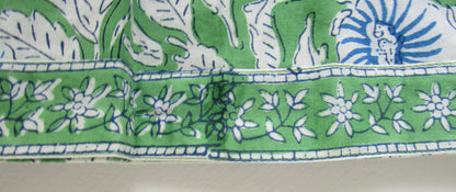 Green Floral Hand Block Printed Cotton Mini Dress – Boho Tassel Dress