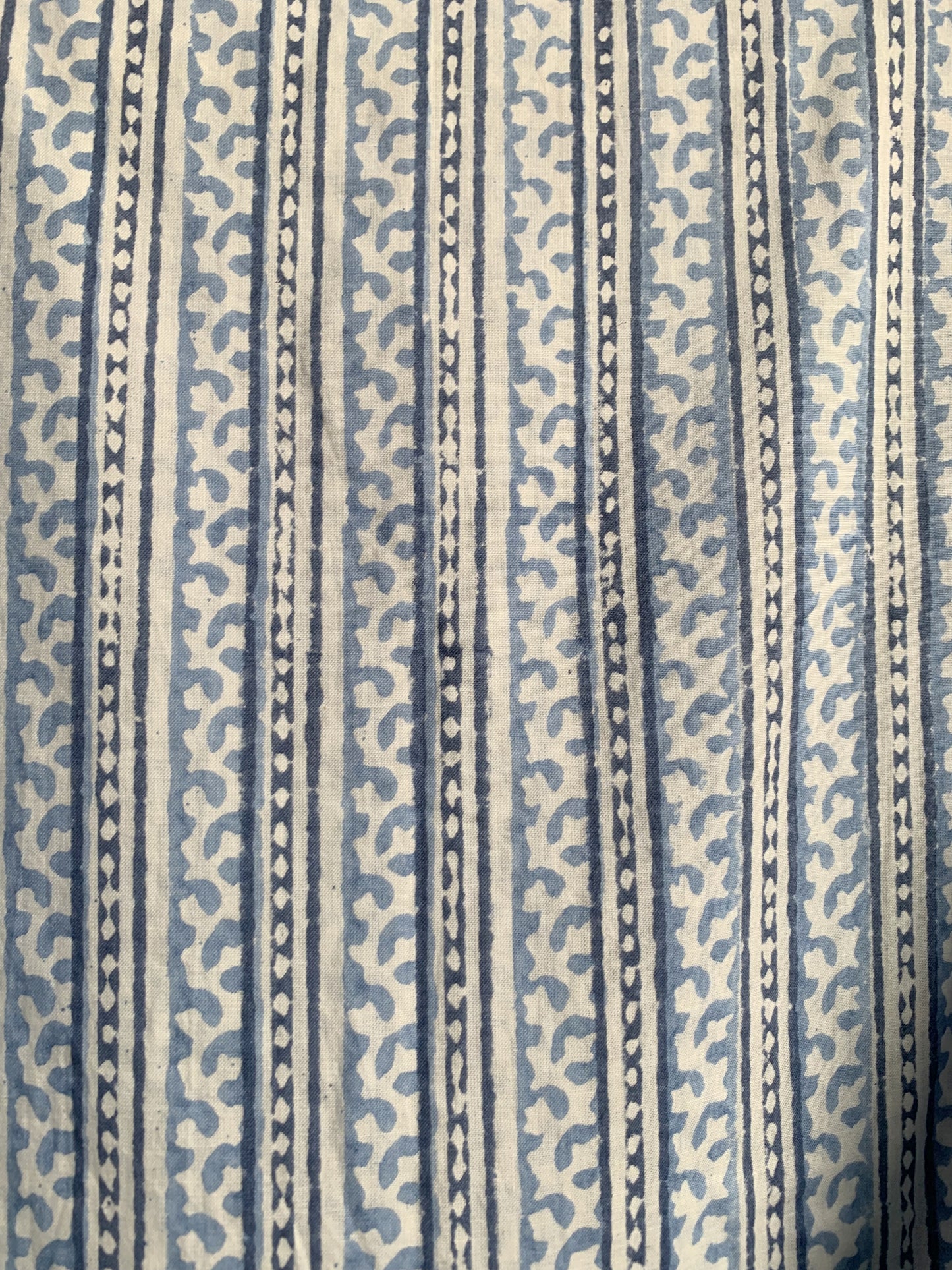 Sky Blue Floral Hand Block Printed Cotton Midi Dress – Puff Sleeve Boho Indian Dress