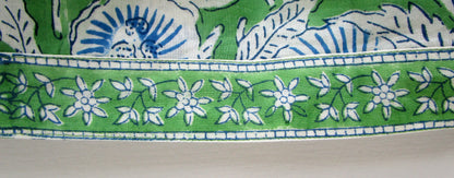 Green Floral Hand Block Printed Cotton Maxi Dress – Boho Tassel Tunic Dress