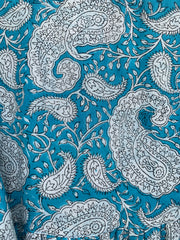 blue paisley screen printed bohemian maxi gown