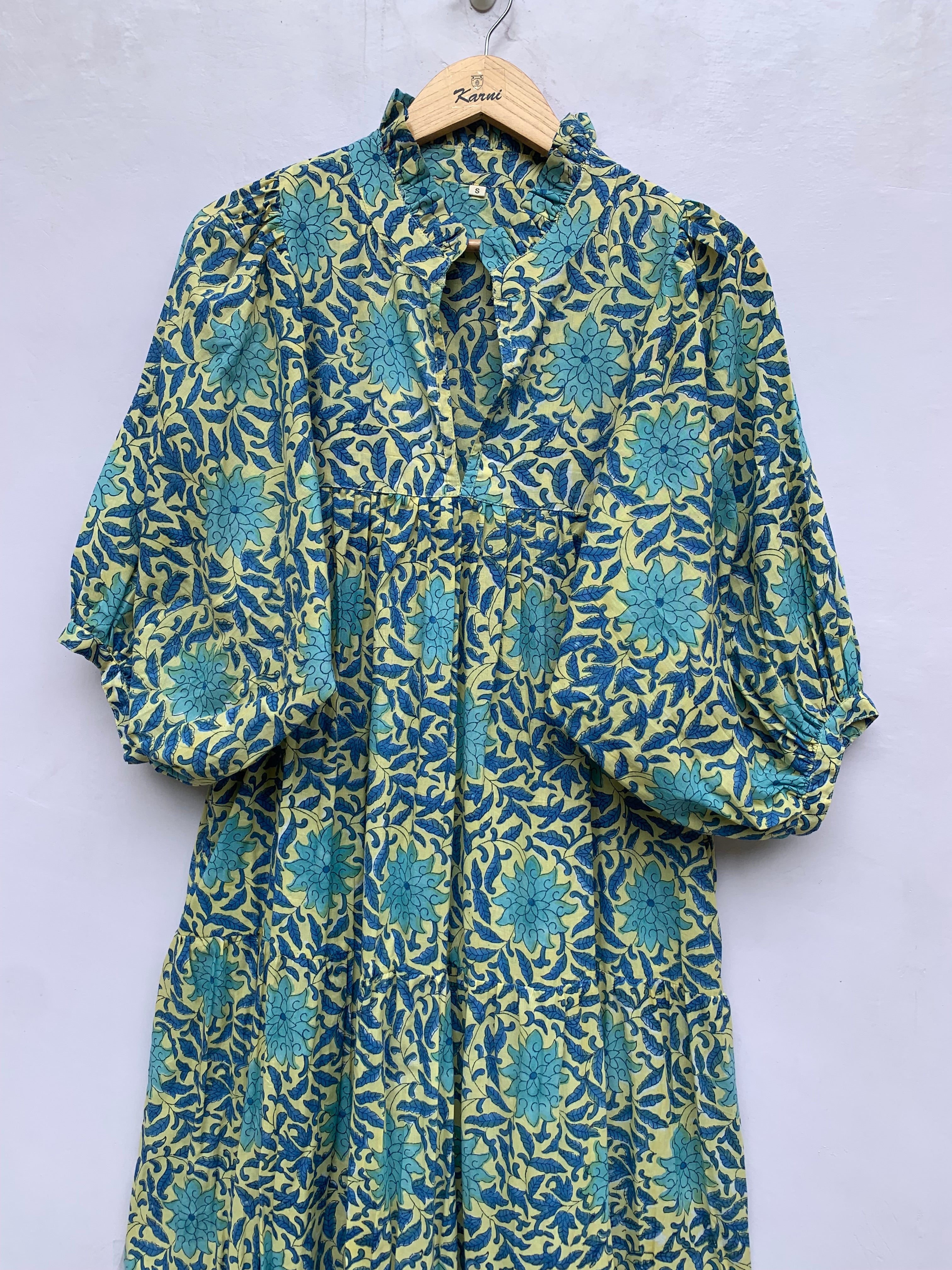 big floral block printed spring summer dress