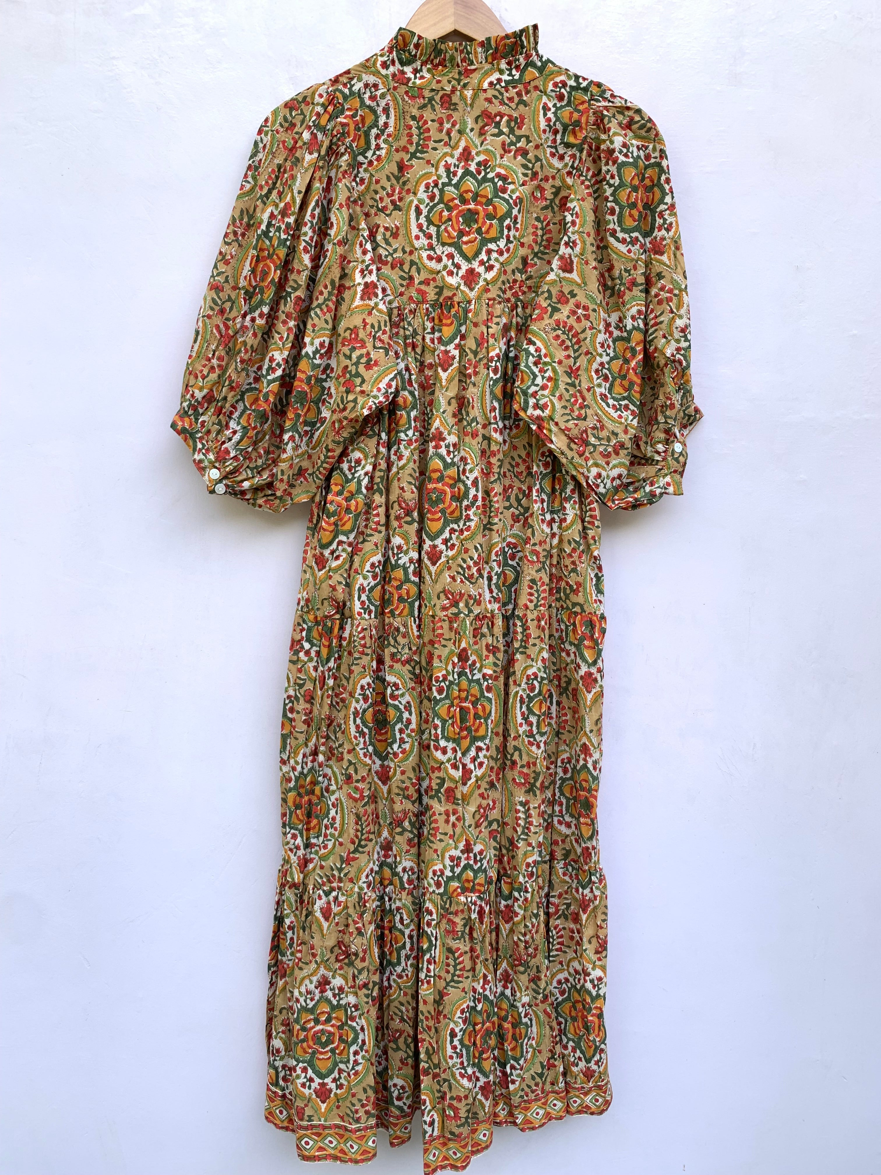 multi colour floral block printed ethnic maxi