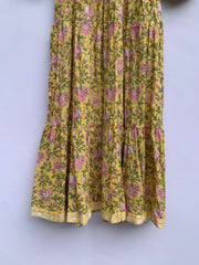 yellow summer floral block printed maxi dress