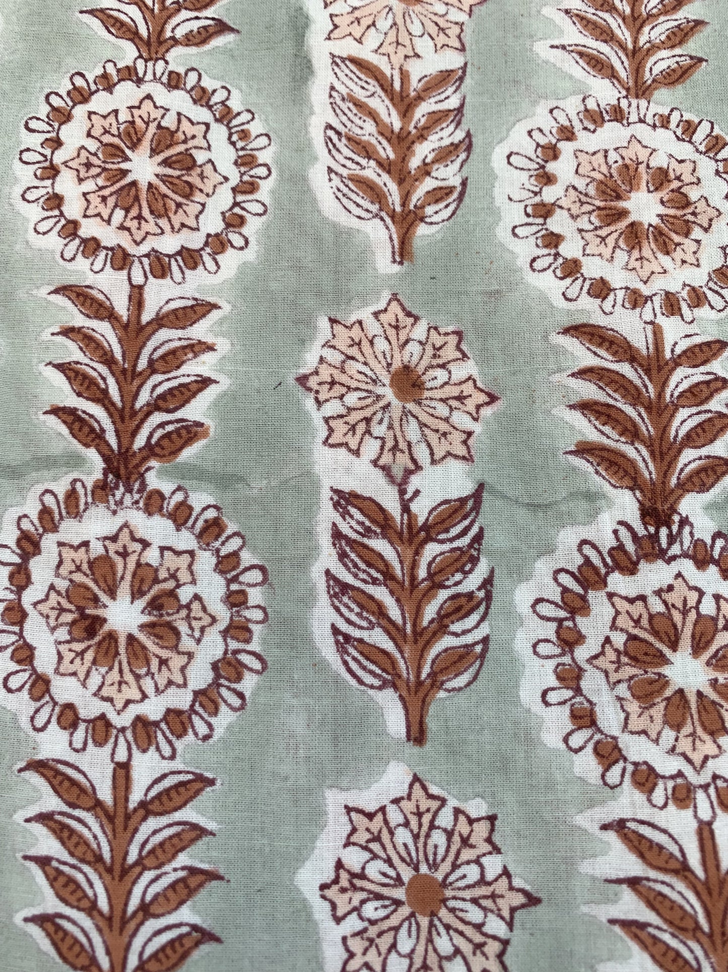 indian gray brown floral block printed women's maxi dress