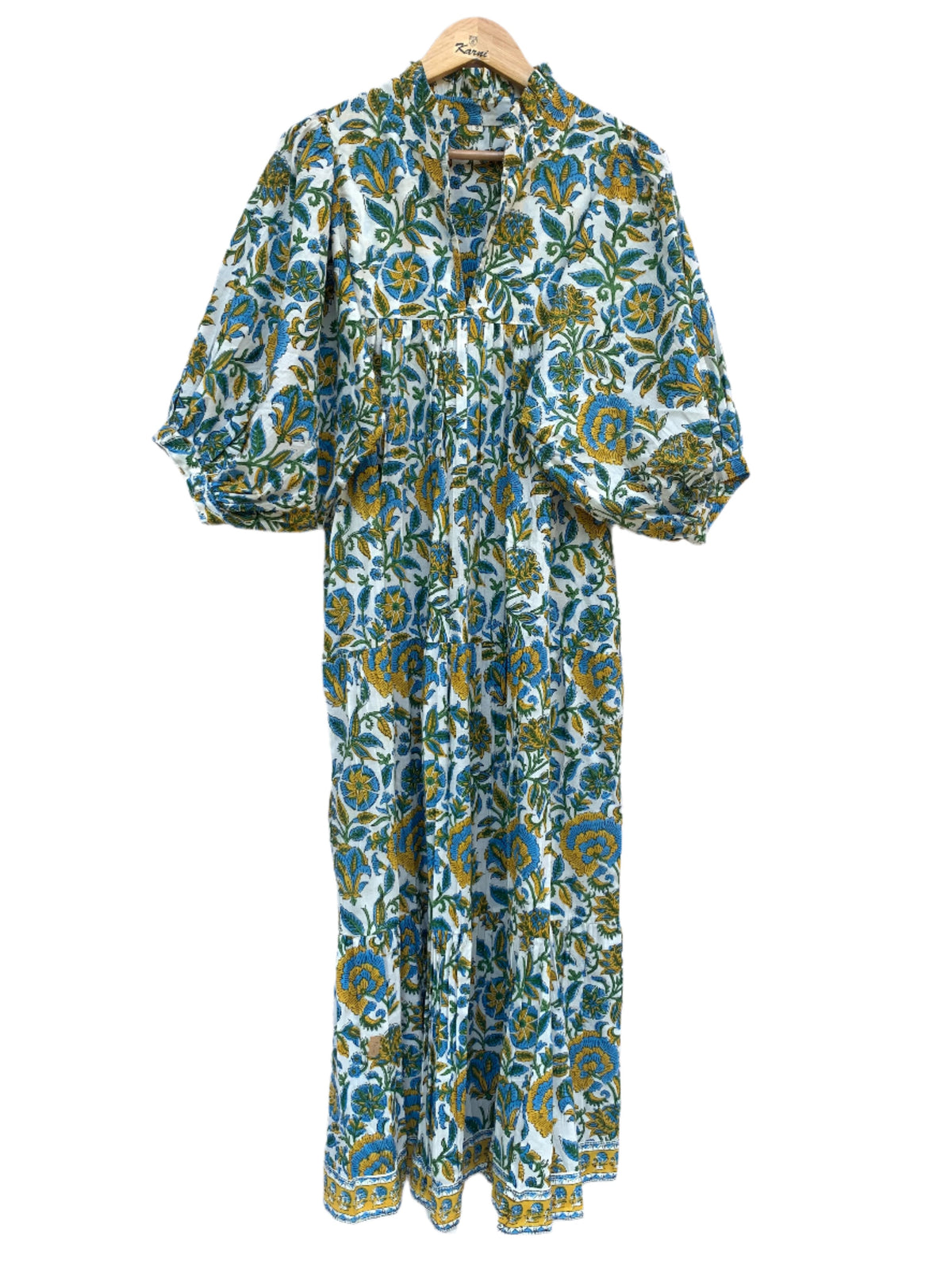 big floral block printed women's casual maxi