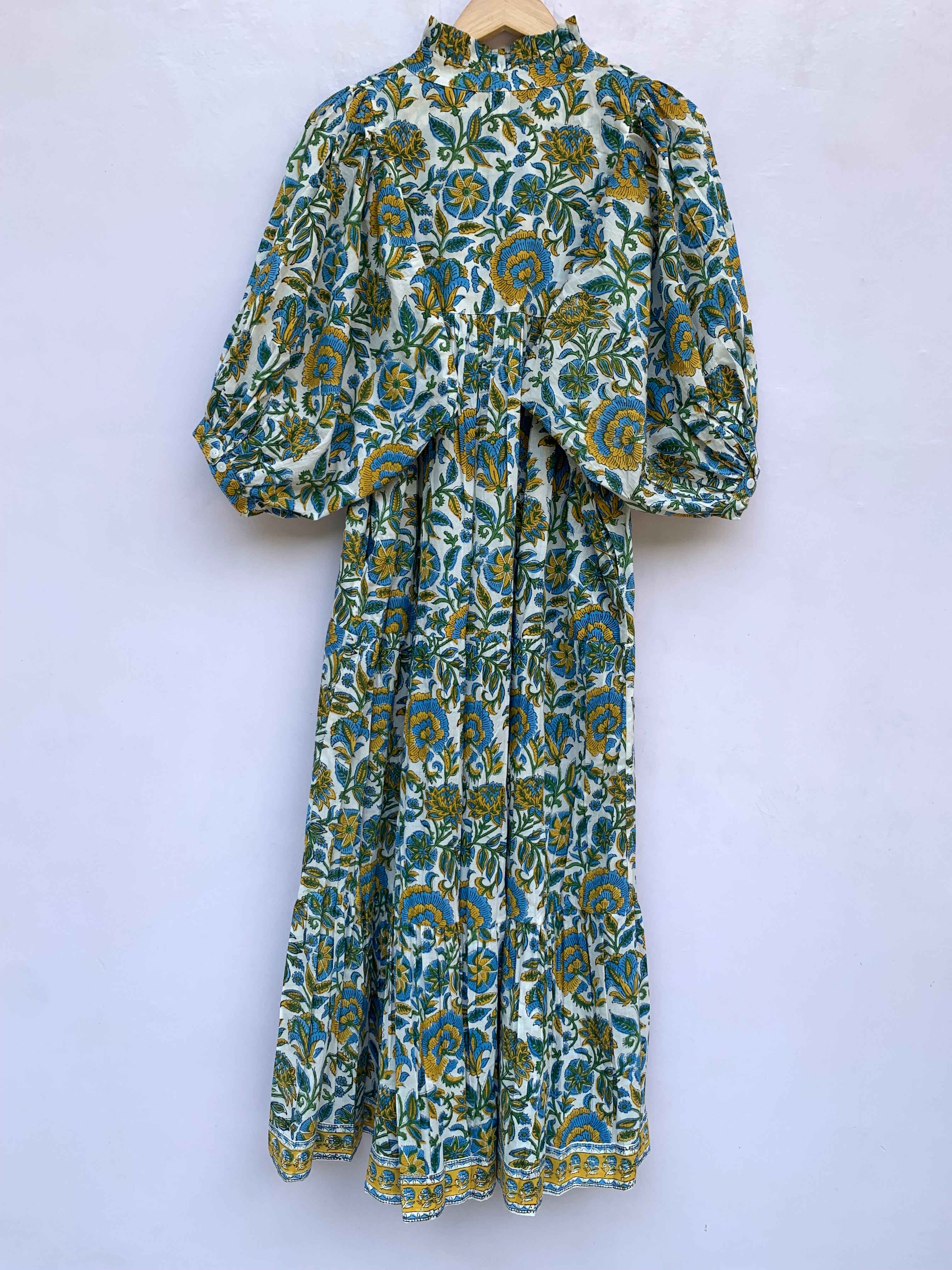 big floral block printed women's casual maxi