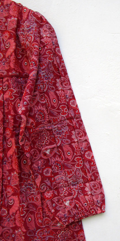 pretty red indian print womens blouse with tassels