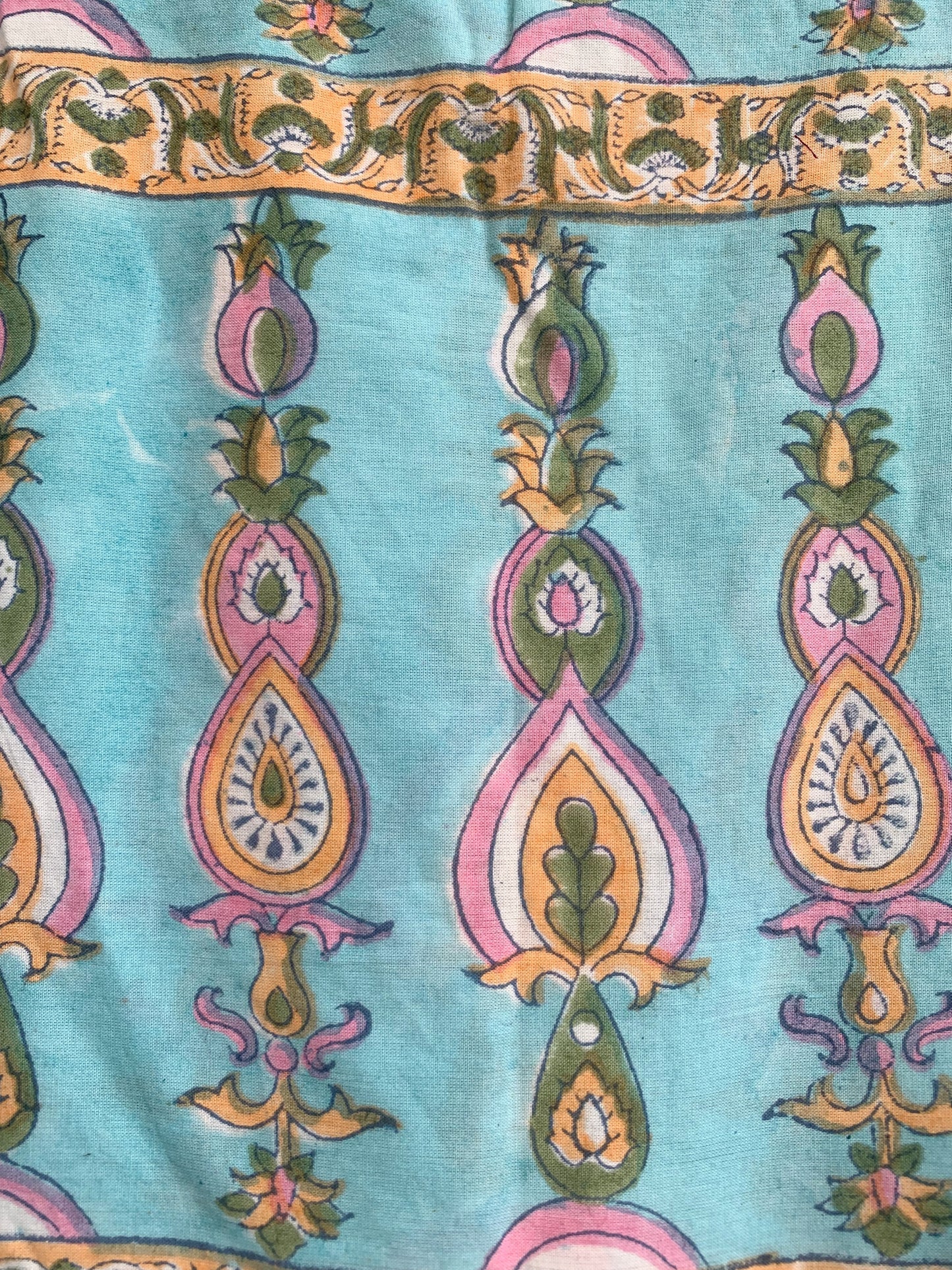 Turquoise Paisley Cotton Maxi Dress – Hand Block Print Boho Puff Sleeve Dress