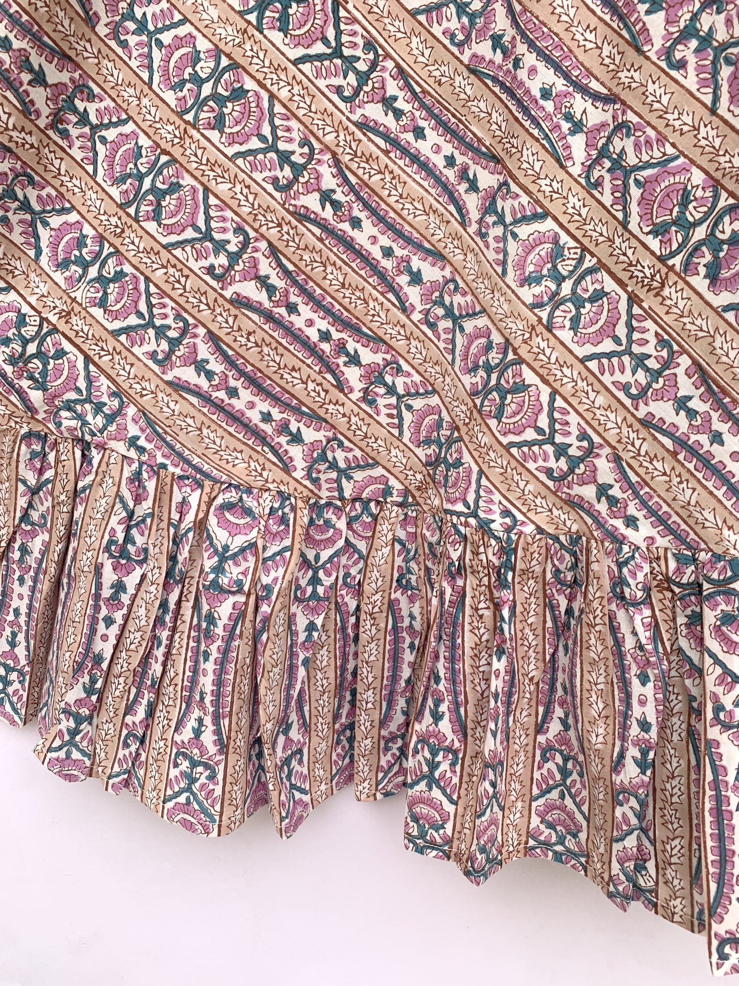 indian cotton purple green floral hand block printed women's maxi dress