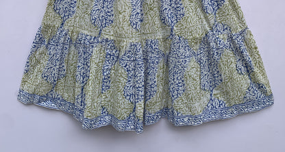 stylish blue-yellow pattern printed women's maxi dress