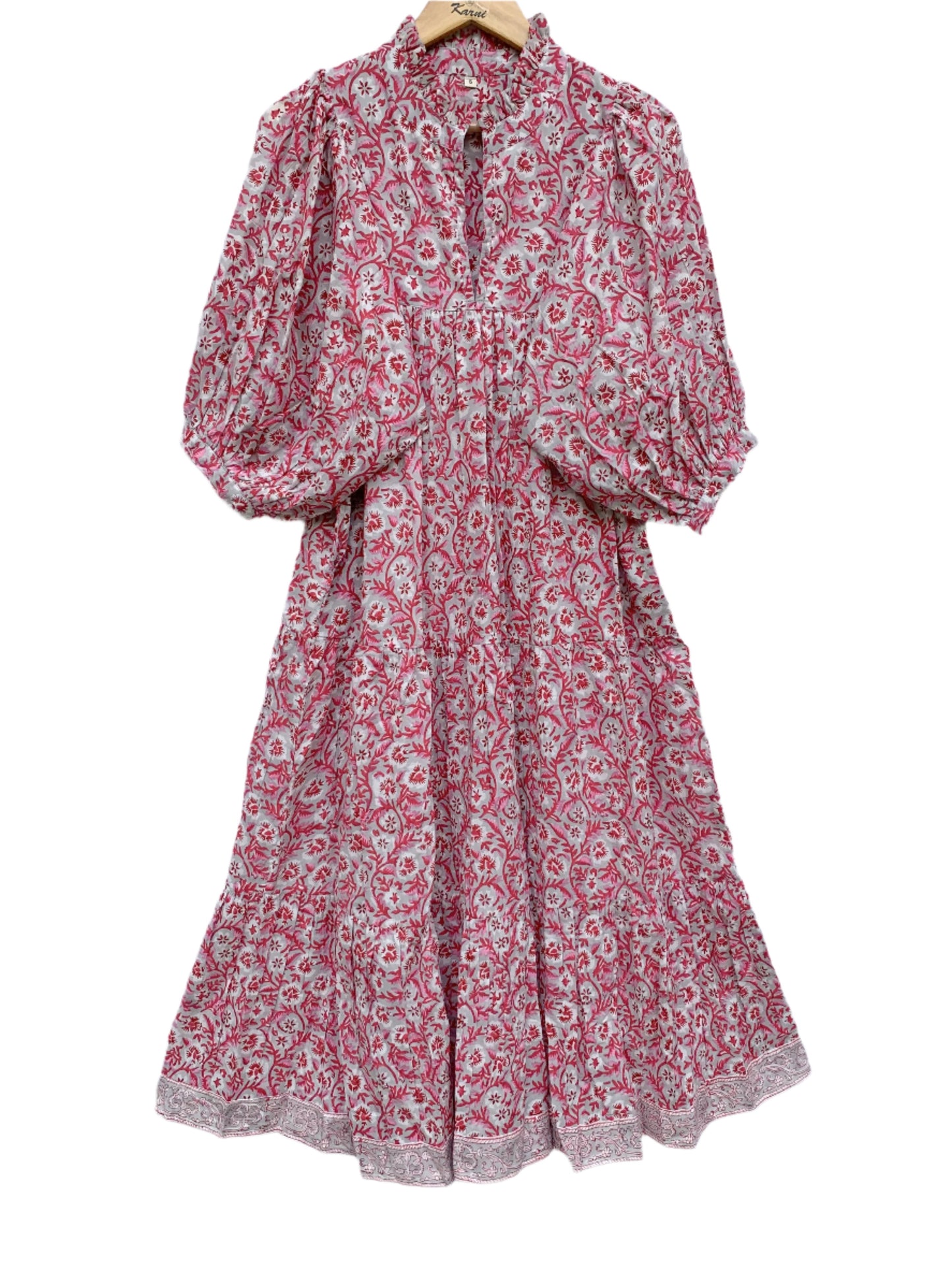 red floral pattern printed women's long maxi dress