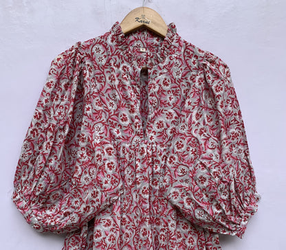 red floral pattern printed women's long maxi dress