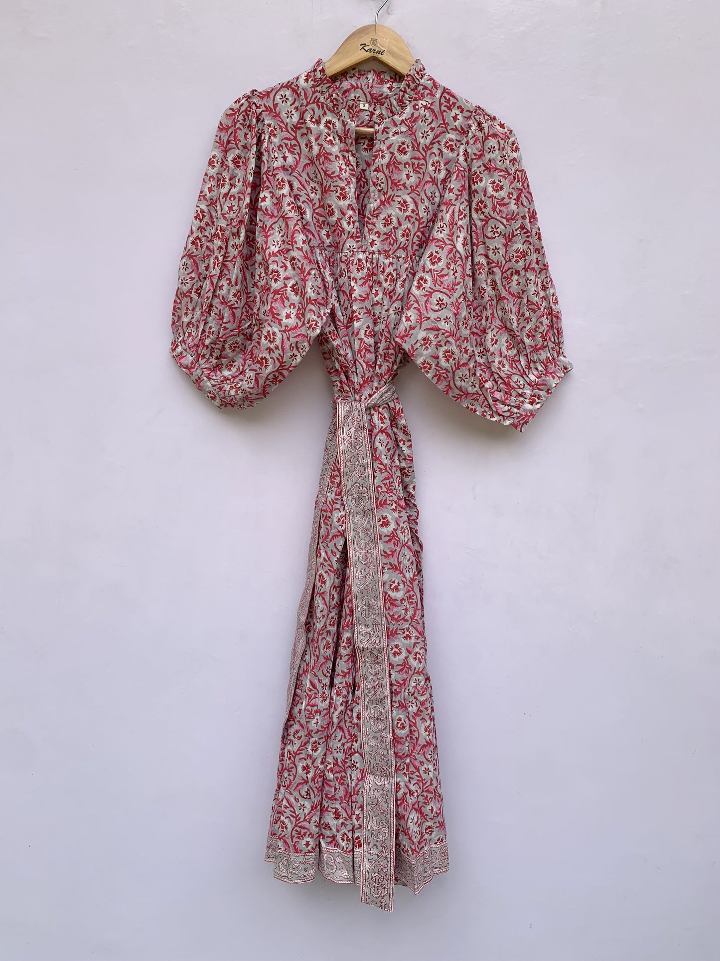 red floral pattern printed women's long maxi dress