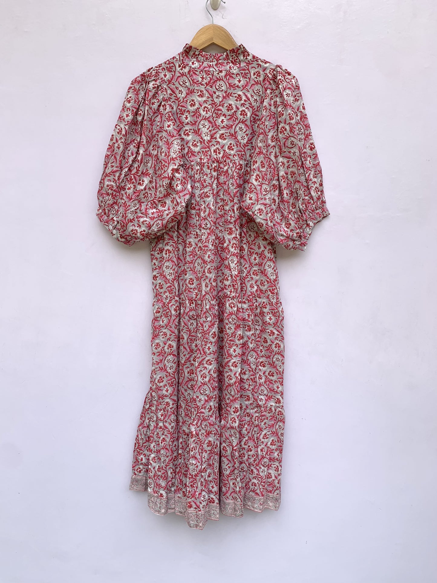 red floral pattern printed women's long maxi dress