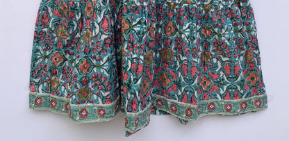 green-red floral printed women's long maxi dress