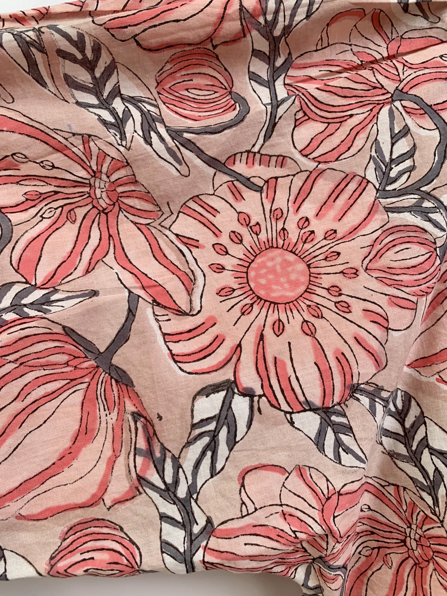 Peach Beige Floral Hand Block Print Cotton Maxi Dress – Boho Indian Tiered Dress