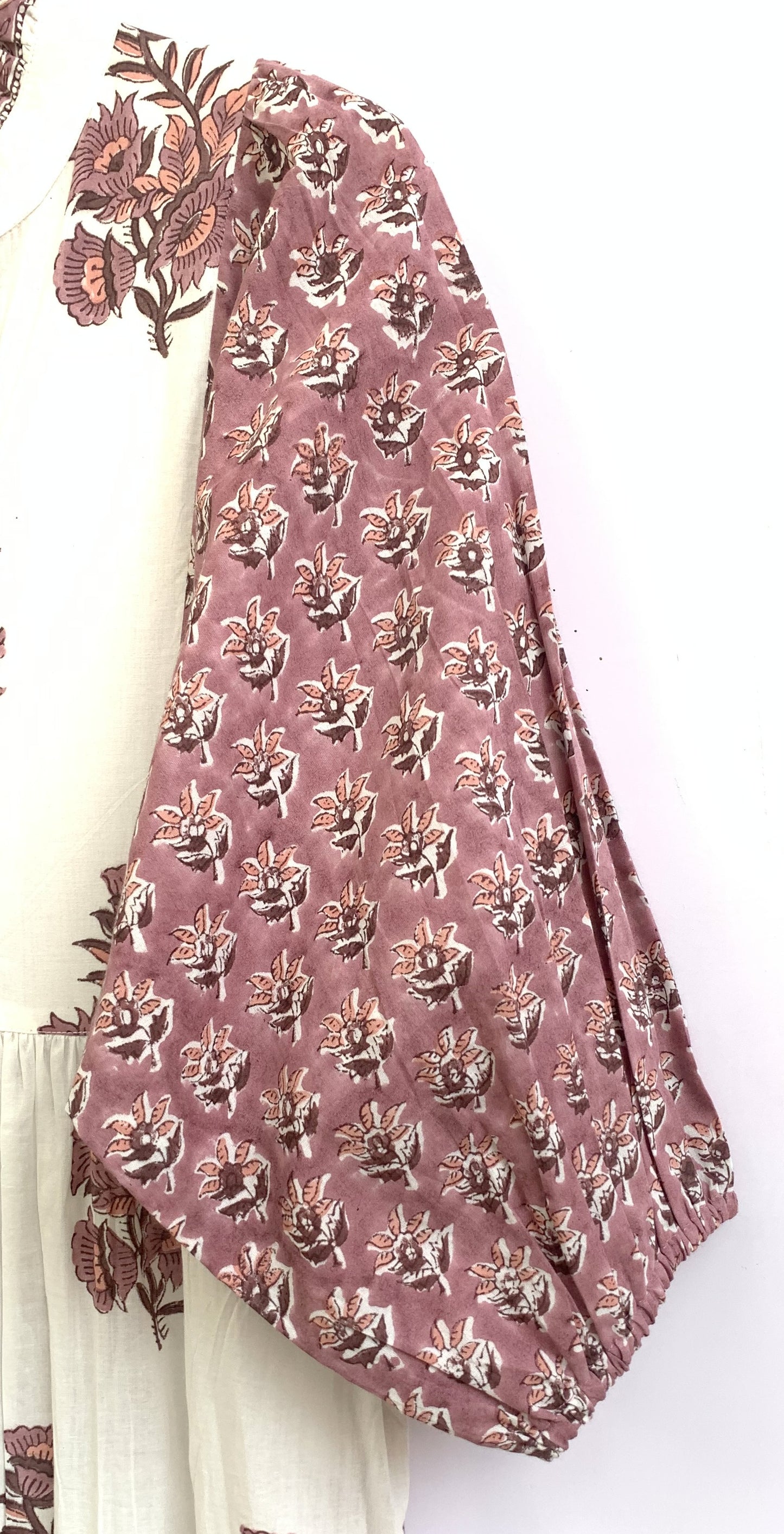 Rust Floral Hand Block Print Cotton Maxi Dress – Indian Boho Tiered Style