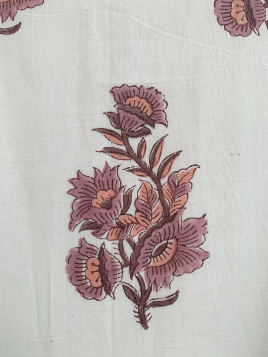 Rust Floral Hand Block Print Cotton Maxi Dress – Indian Boho Tiered Style