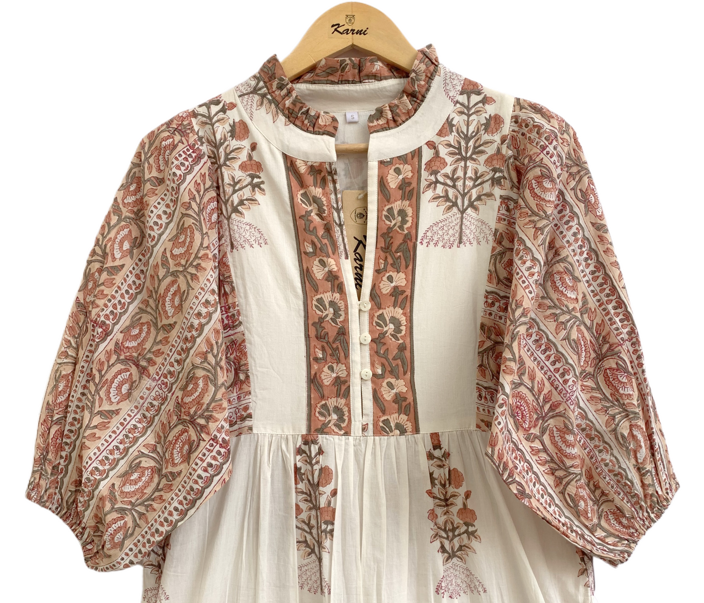 Rose Red Floral Hand Block Print Cotton Maxi Dress – Indian Boho Tiered Style