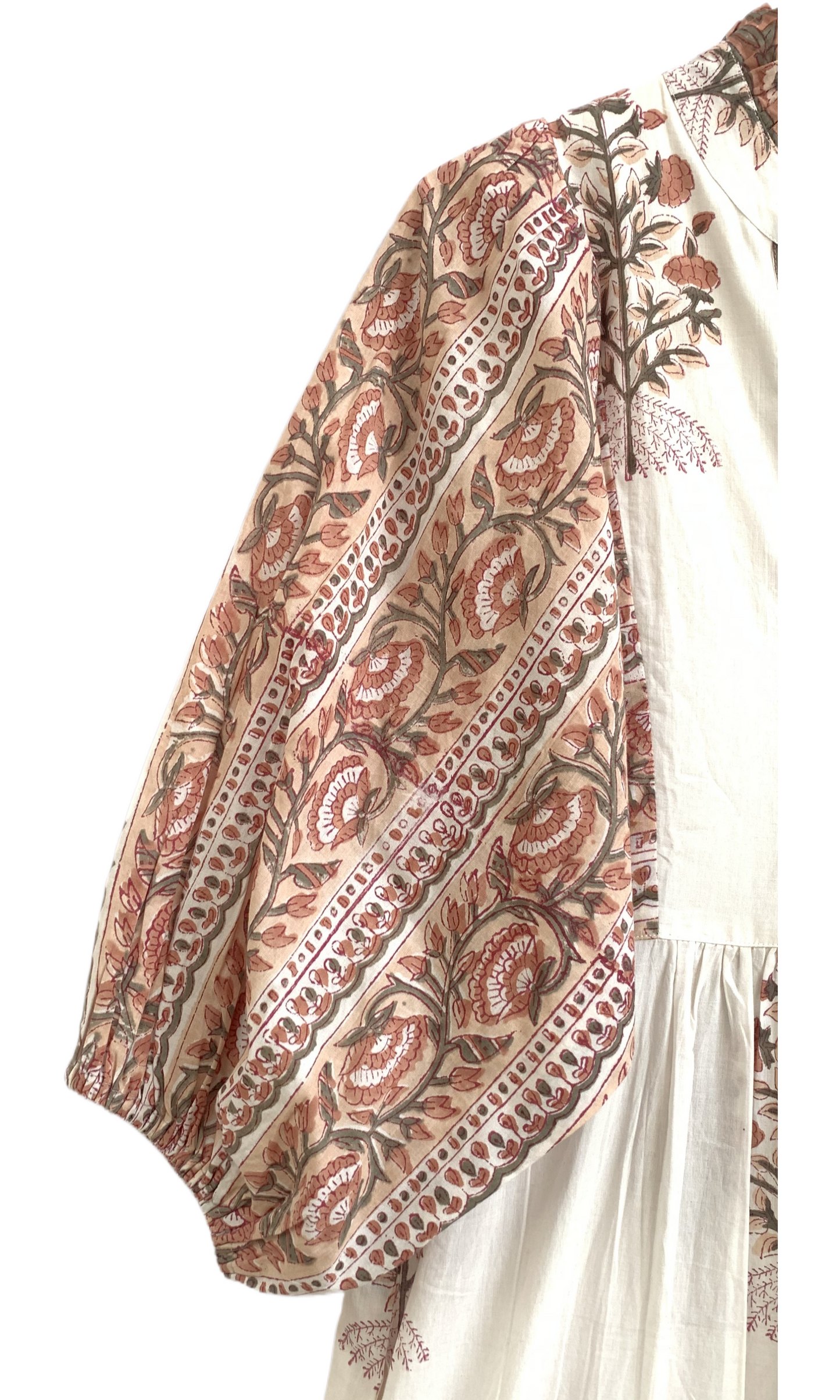 Rose Red Floral Hand Block Print Cotton Maxi Dress – Indian Boho Tiered Style