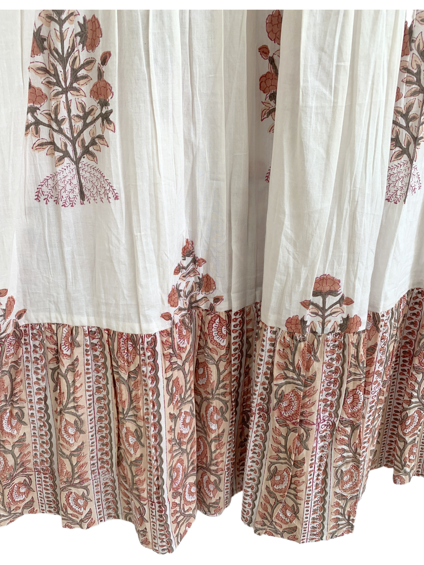 Rose Red Floral Hand Block Print Cotton Maxi Dress – Indian Boho Tiered Style