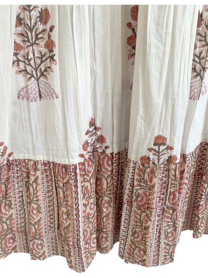 Rose Red Floral Hand Block Print Cotton Maxi Dress – Indian Boho Tiered Style