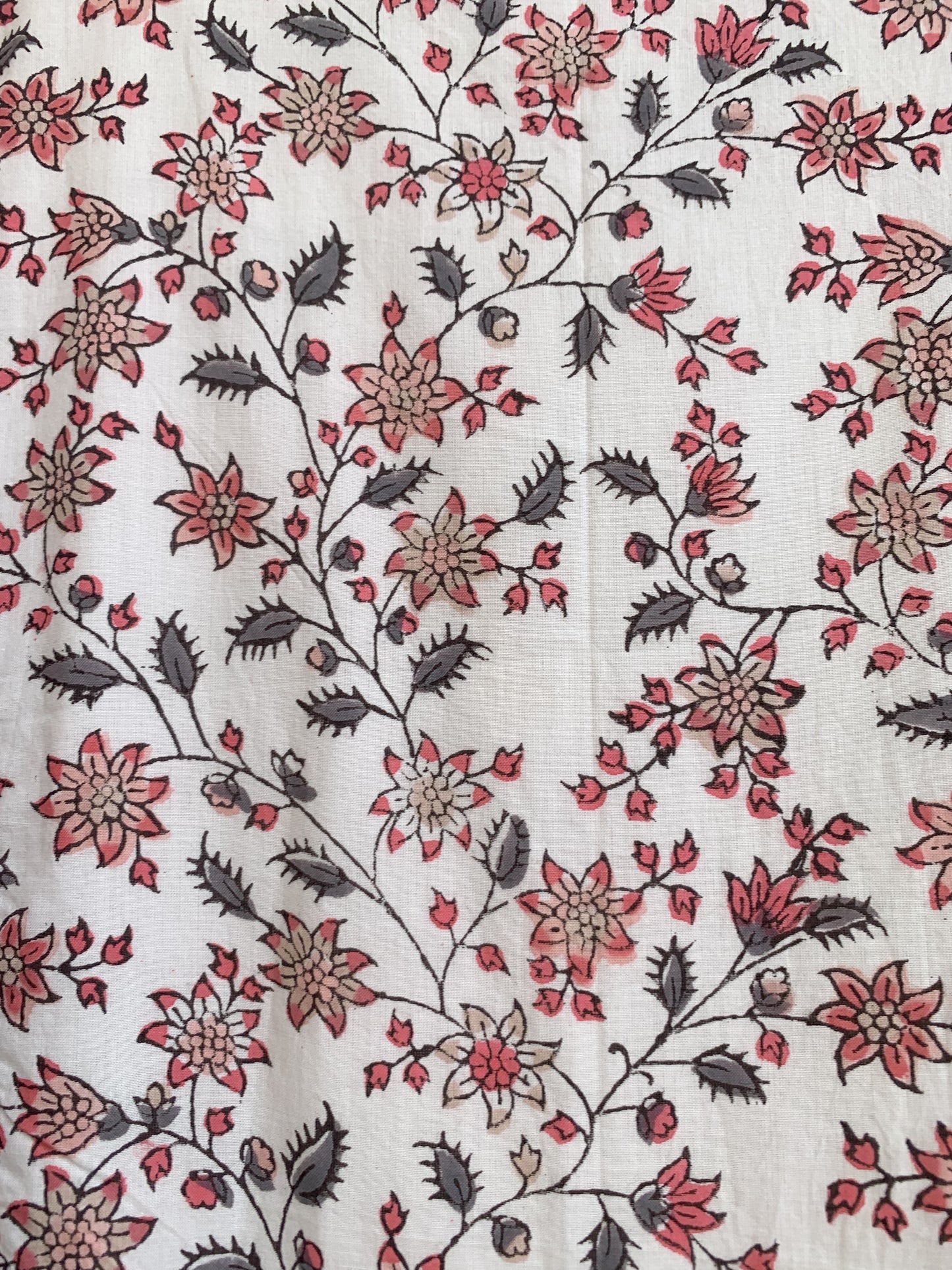 Blush Pink Beige Floral Hand Block Print Cotton Maxi Dress – Boho Tiered Summer Style