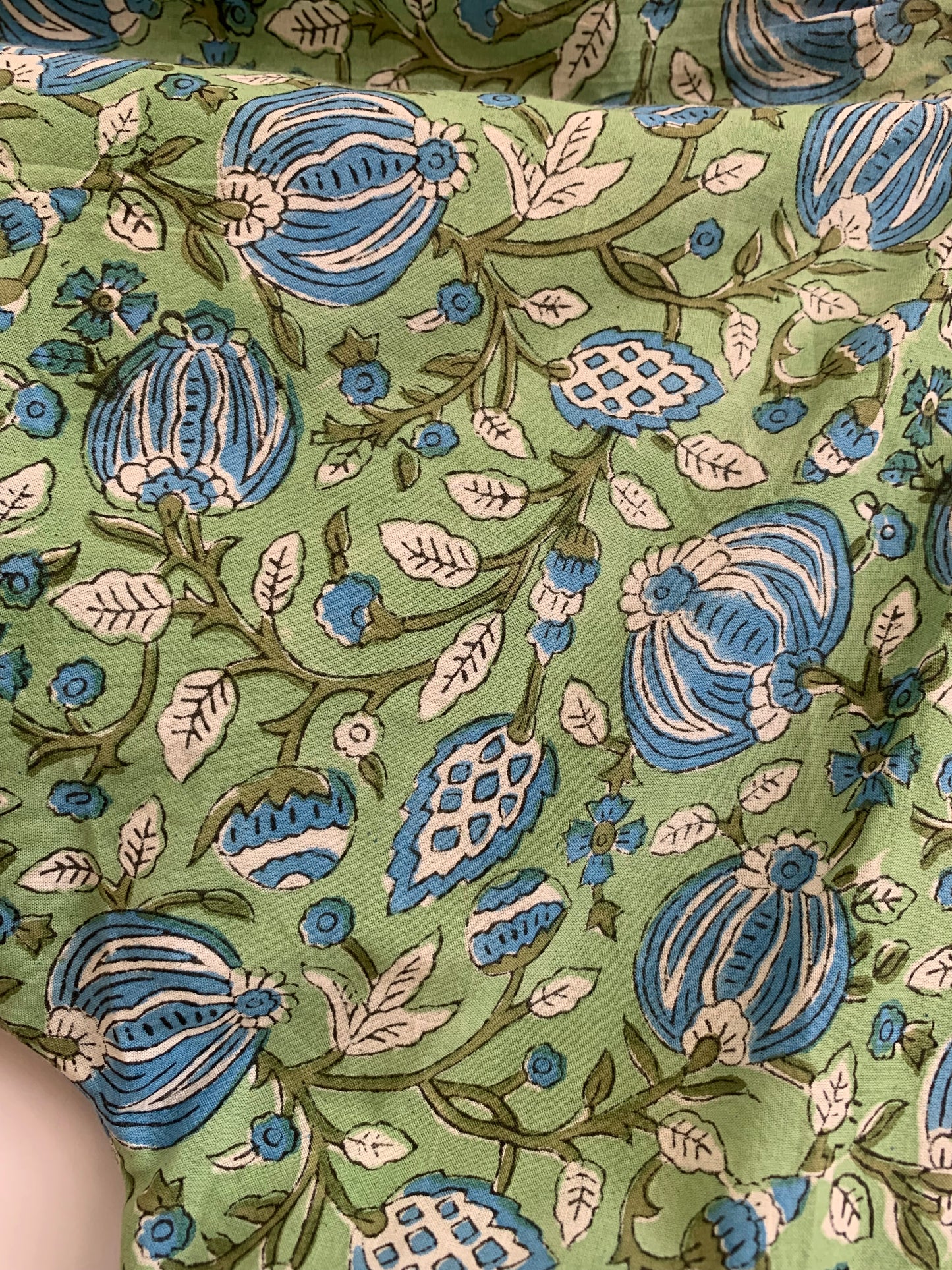 Green Floral Block Print Cotton Maxi Dress – Boho Tiered Maxi Dress