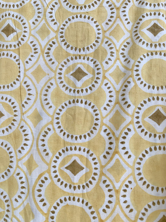 Mustard Yellow Geometric Hand Block Print Cotton Maxi Dress