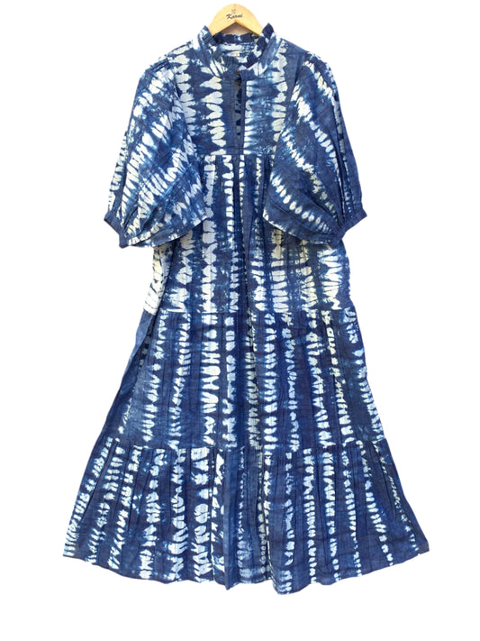 blue and white tye- dye summer maxi