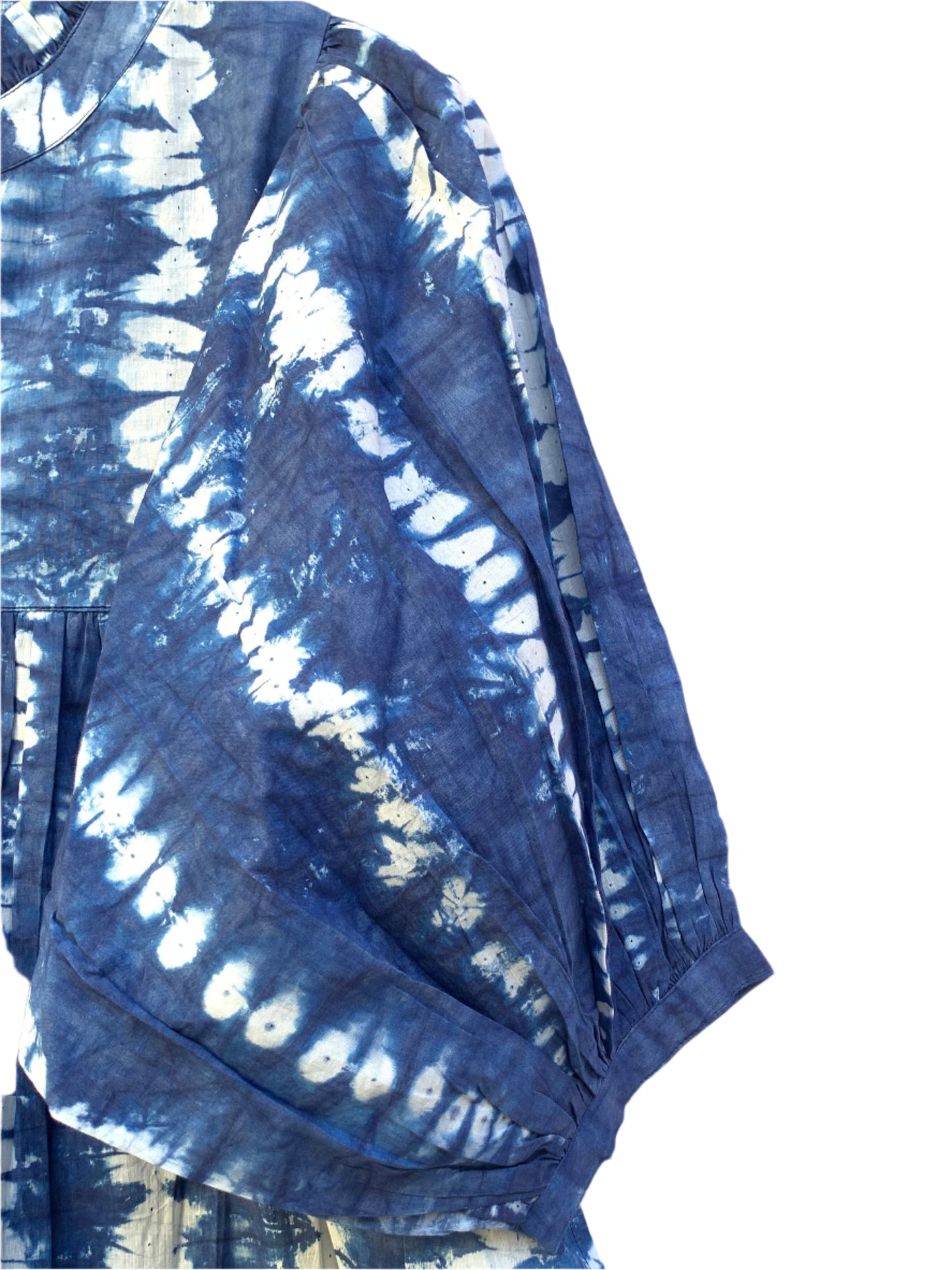 blue and white tye- dye summer maxi