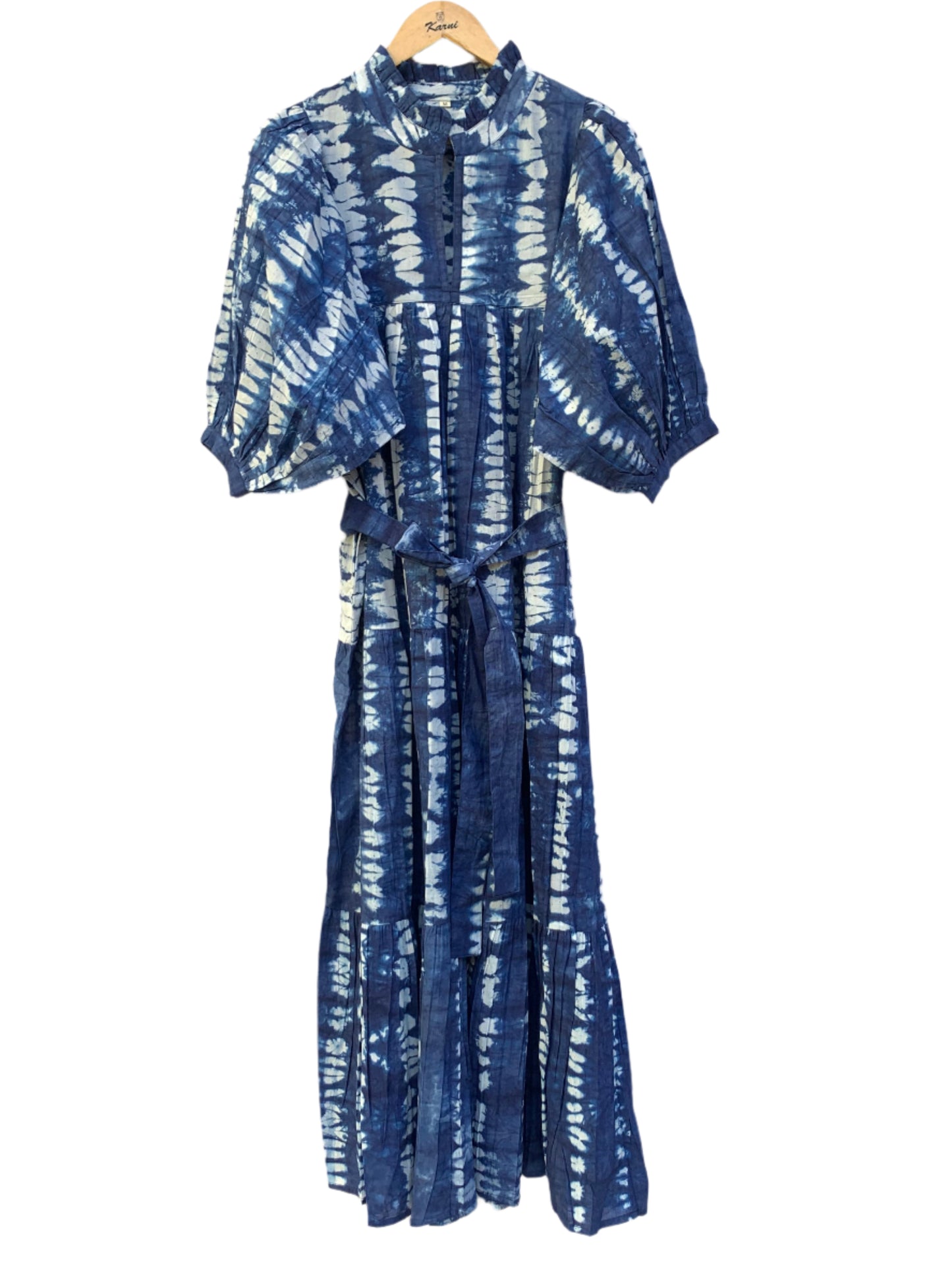 blue and white tye- dye summer maxi