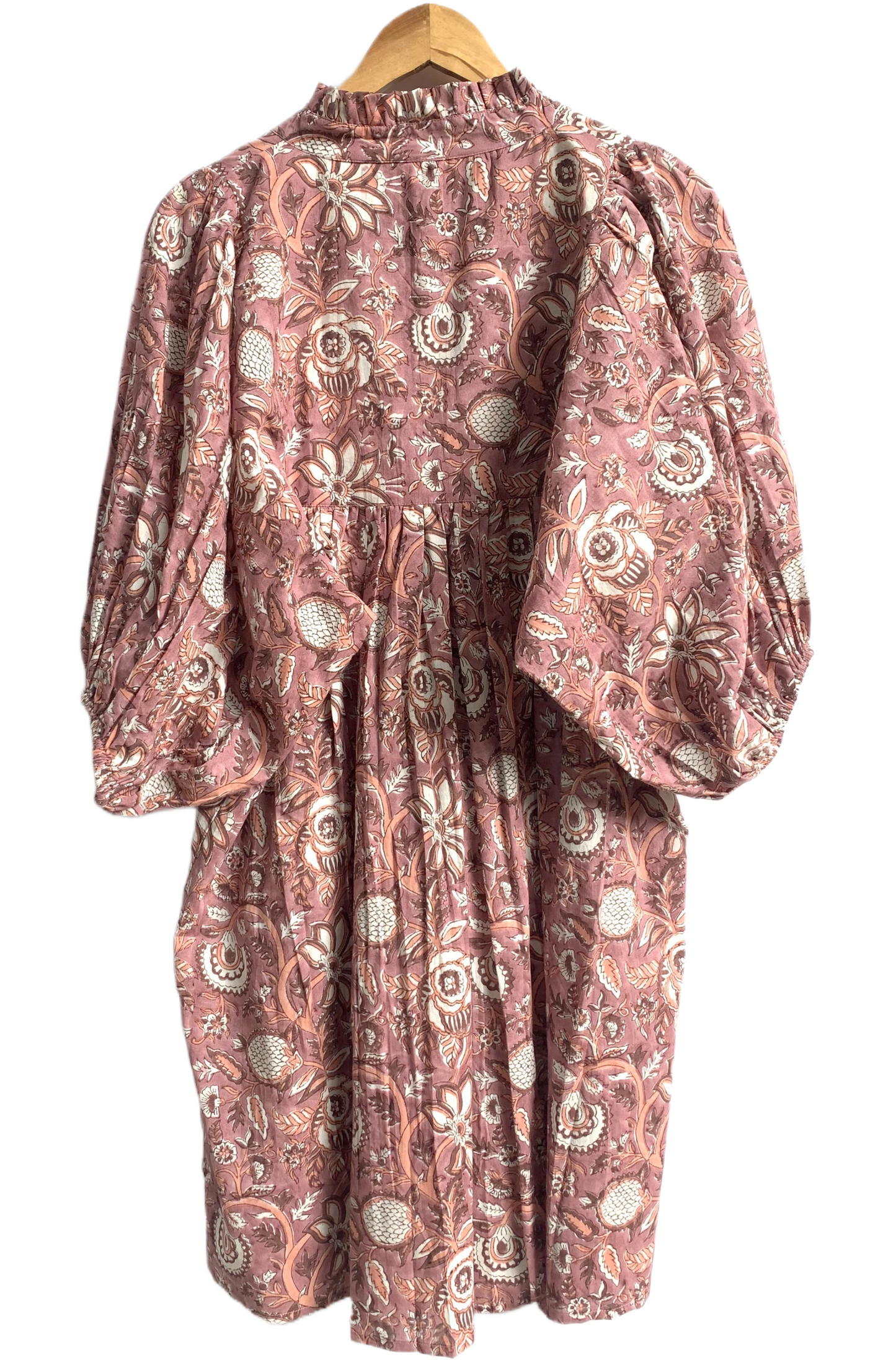 Dusty Rose Floral Hand Made Cotton Mini Dress