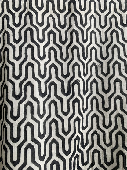 Beige Geometric Hand Block Print Cotton Maxi Dress – V-Neck Boho Style