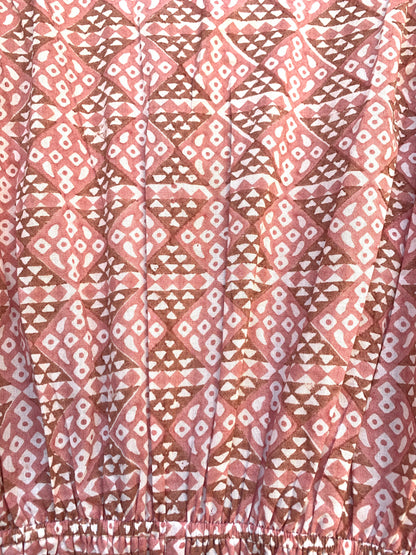 rust geometric pattern sleeveless women's jumpsuit