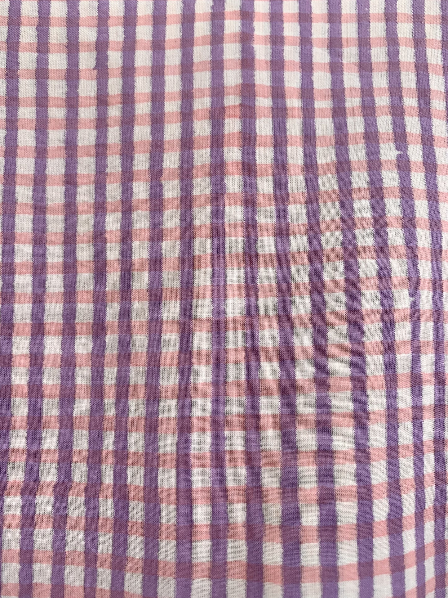 Lavender Gingham Cotton Mini Dress – Boho Tiered Puff Sleeve Tassel Tie Neck