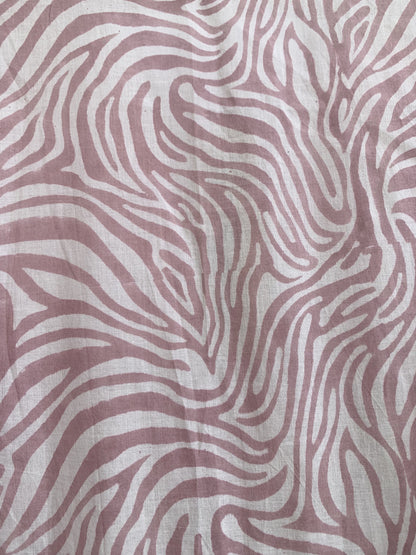 Blush Pink Zebra Print Cotton Maxi Dress – Tiered Boho Indian Style Tassel Tie Neck