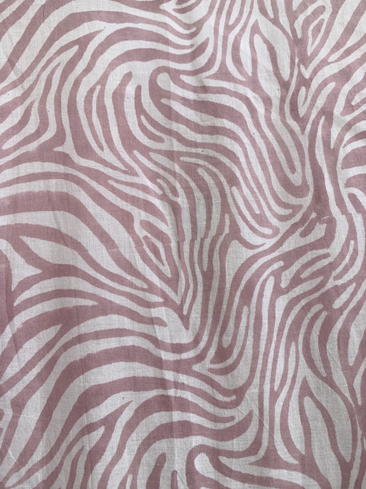 Blush Pink Zebra Print Cotton Maxi Dress – Tiered Boho Indian Style Tassel Tie Neck