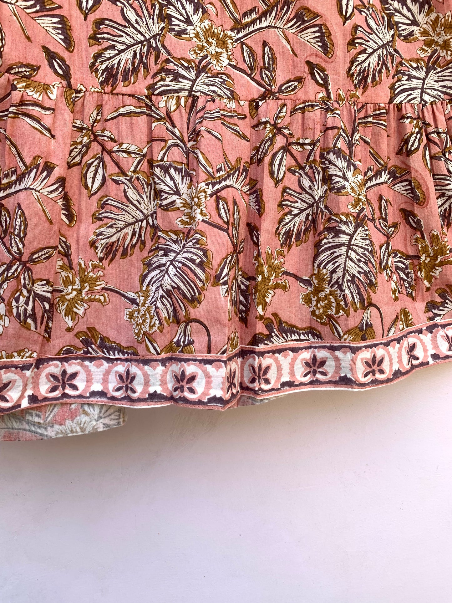 rust leafy print womens maxi dress with tassels