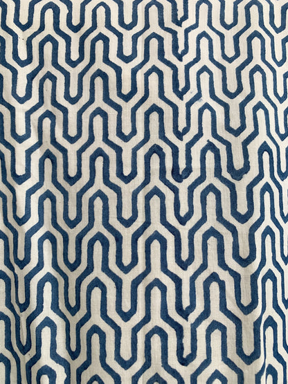Indigo Blue Geometric Hand Block Print Cotton Maxi Dress – Boho Tiered Indian Style