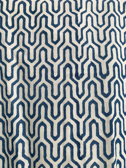 Indigo Blue Geometric Hand Block Print Cotton Maxi Dress – Boho Tiered Indian Style