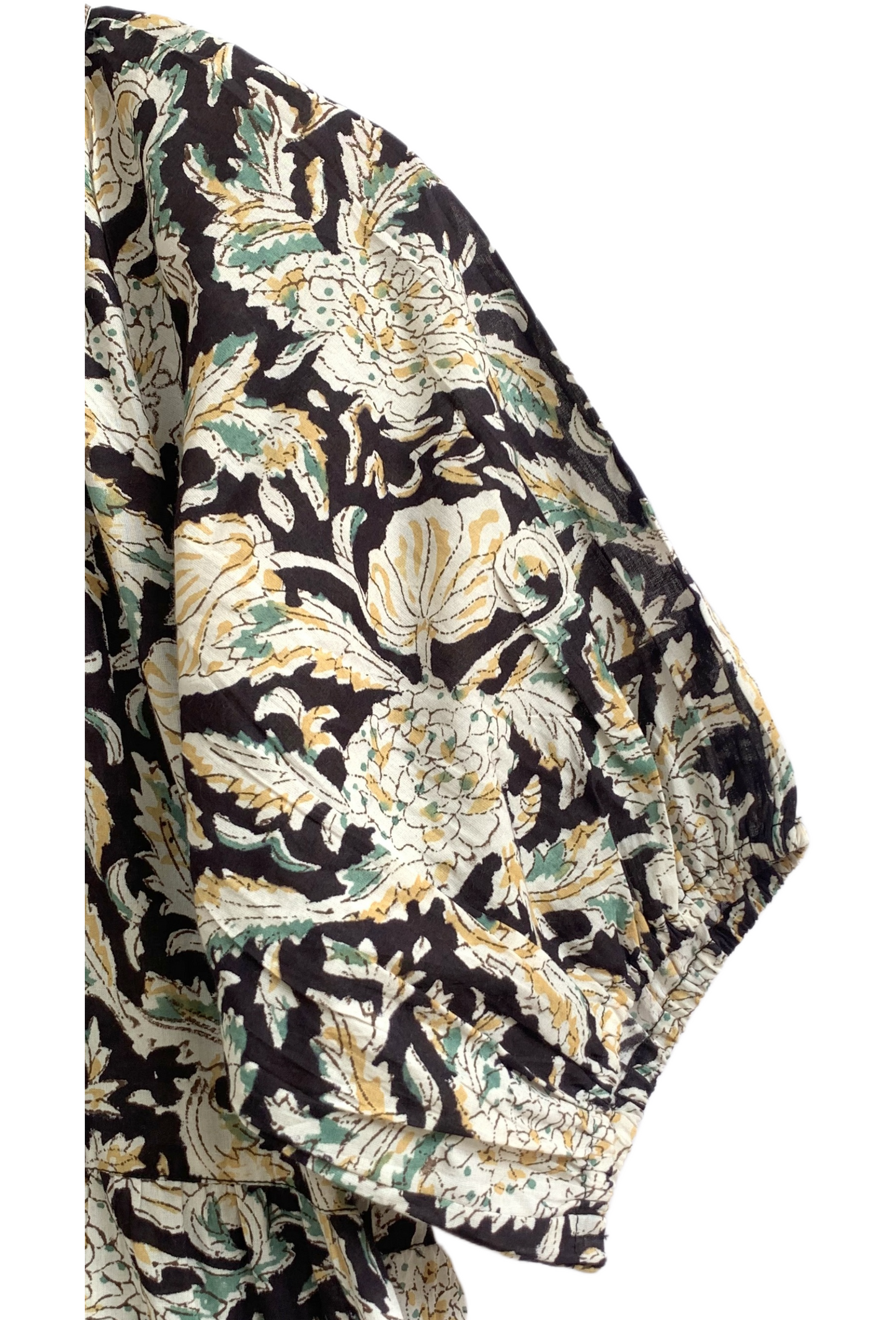 Dark Brown Floral Hand Block Print Cotton Maxi Dress – Boho Tiered Indian Style