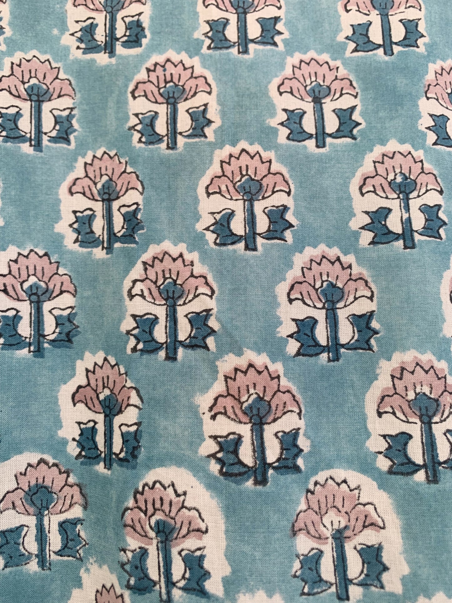 Teal Blue Floral Cotton Maxi Dress – Hand Block Print Boho Tiered Dress