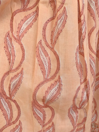 Peach Blush Block Print Cotton Maxi Dress – Boho Tiered V Neck Indian Style