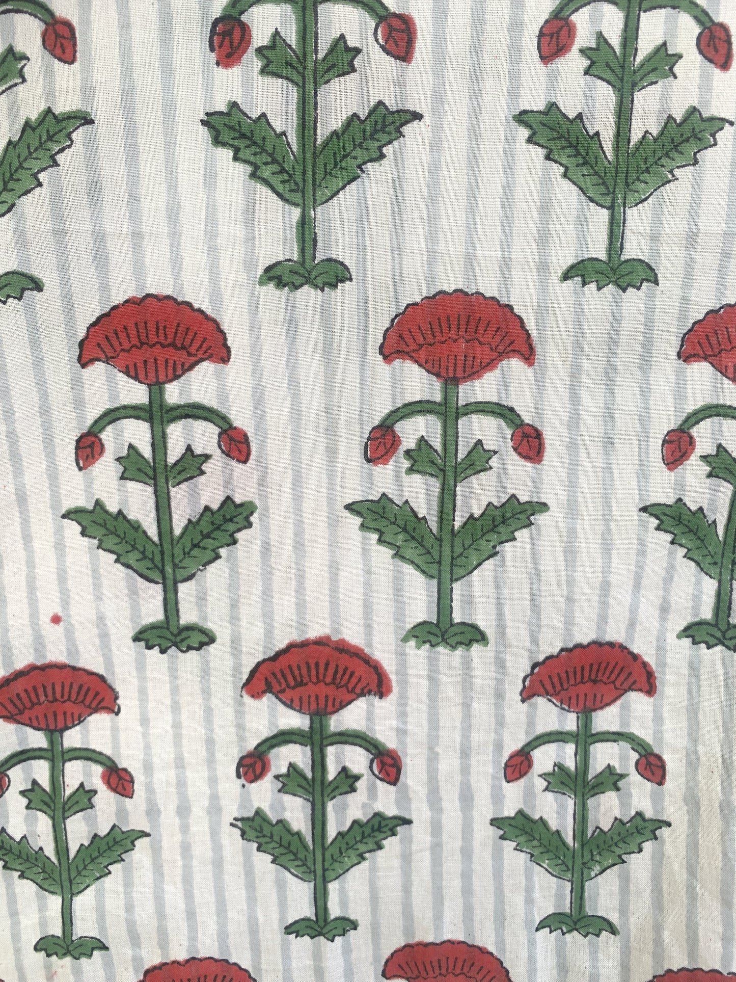 Sage Green Hand Block Print Cotton Maxi Dress – Boho Tiered V Neck Puff Sleeve