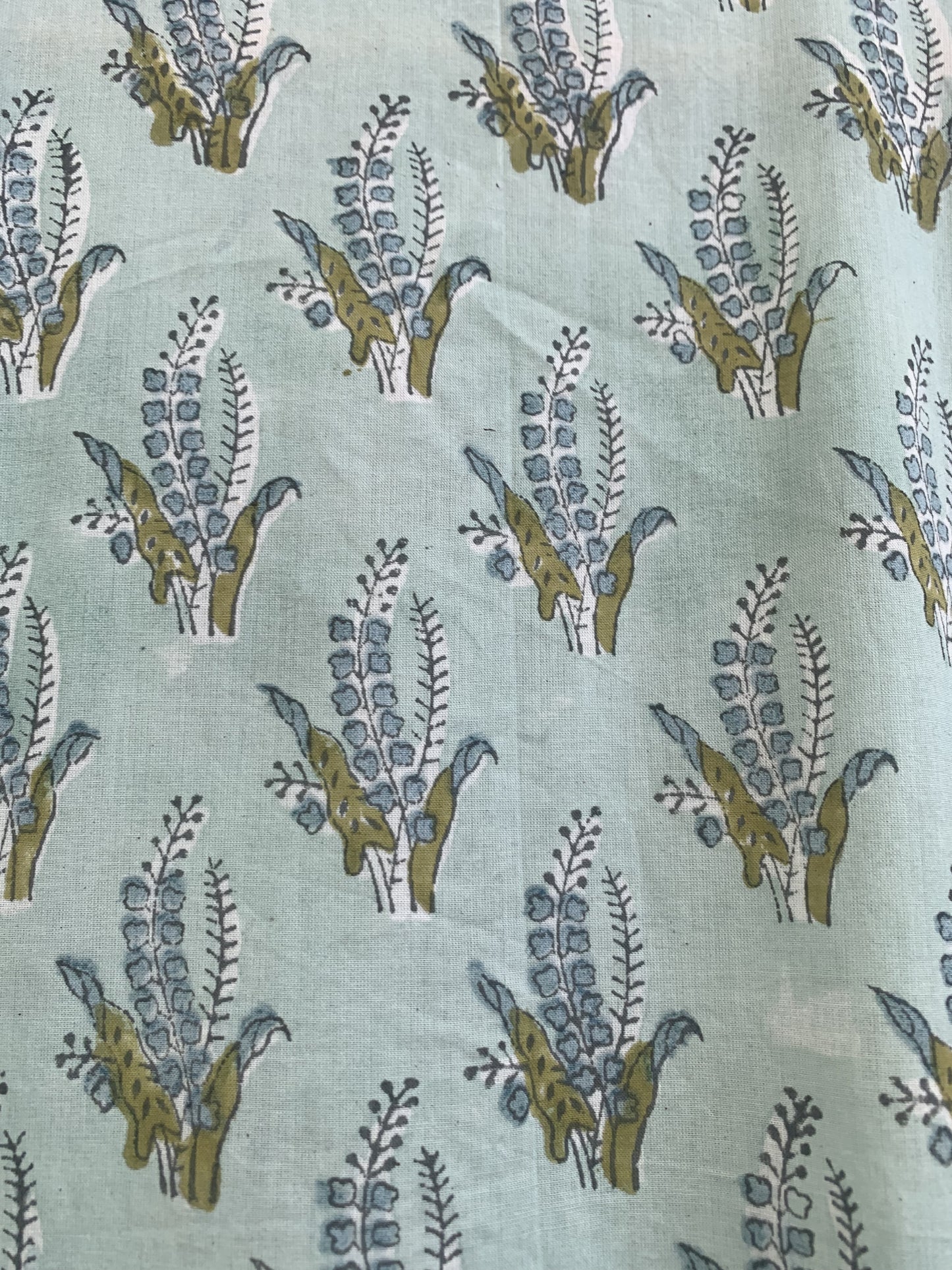 Mint Green Floral Cotton Maxi Dress – Hand Block Print Boho Tiered Style