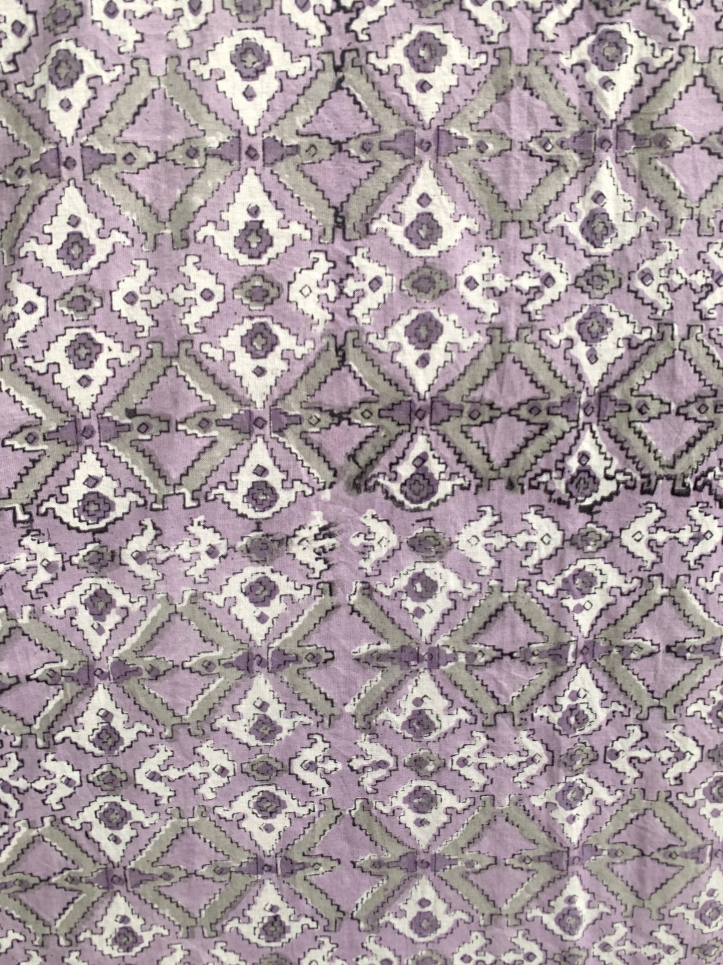 Lavender Grey Geometric Hand Block Print Cotton Midi Dress – Boho Indian Tunic Dress