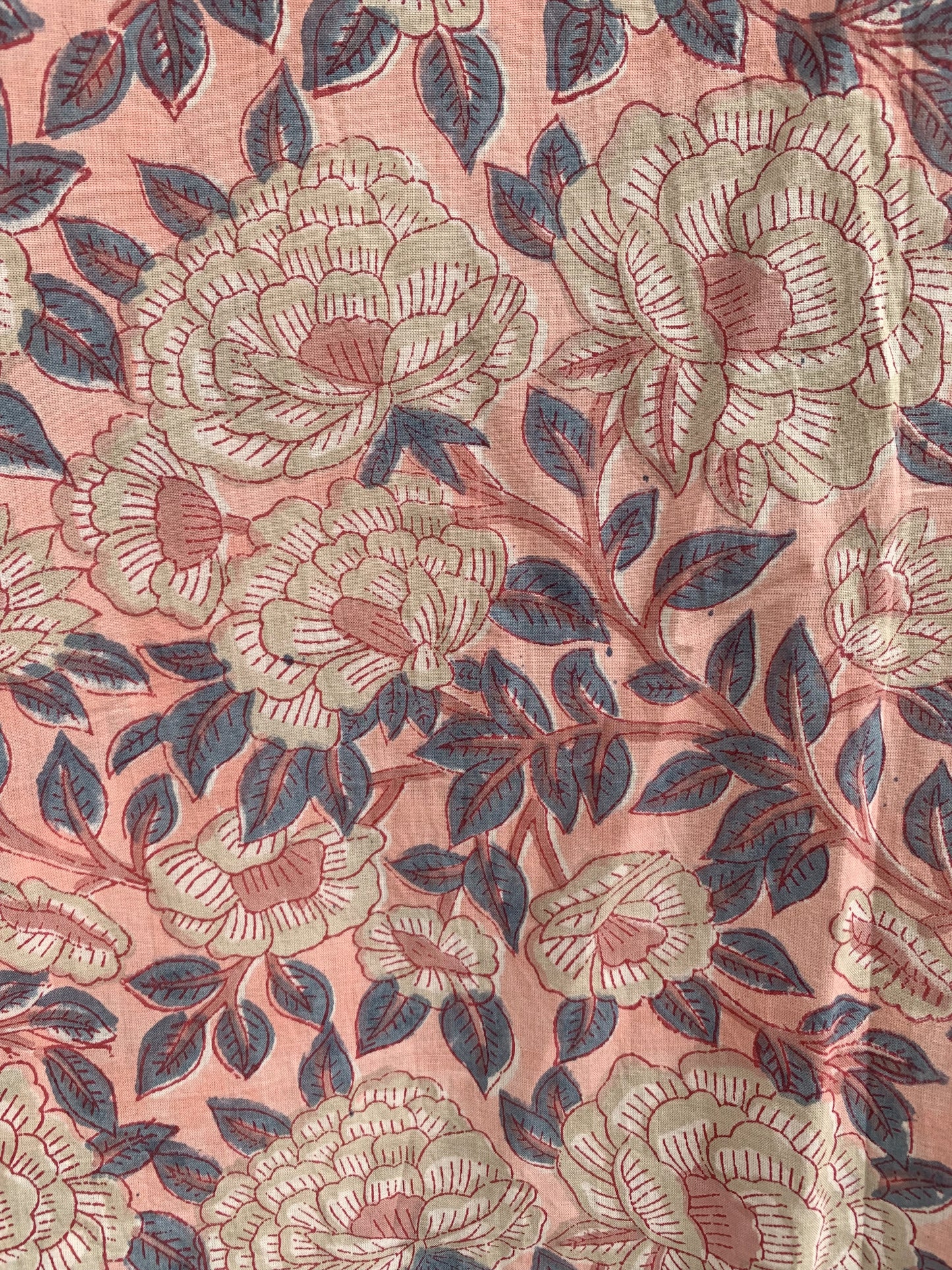 Peach Pink Floral Print Cotton Mini Dress – Boho Peter Pan Collar Dress with Striped Details