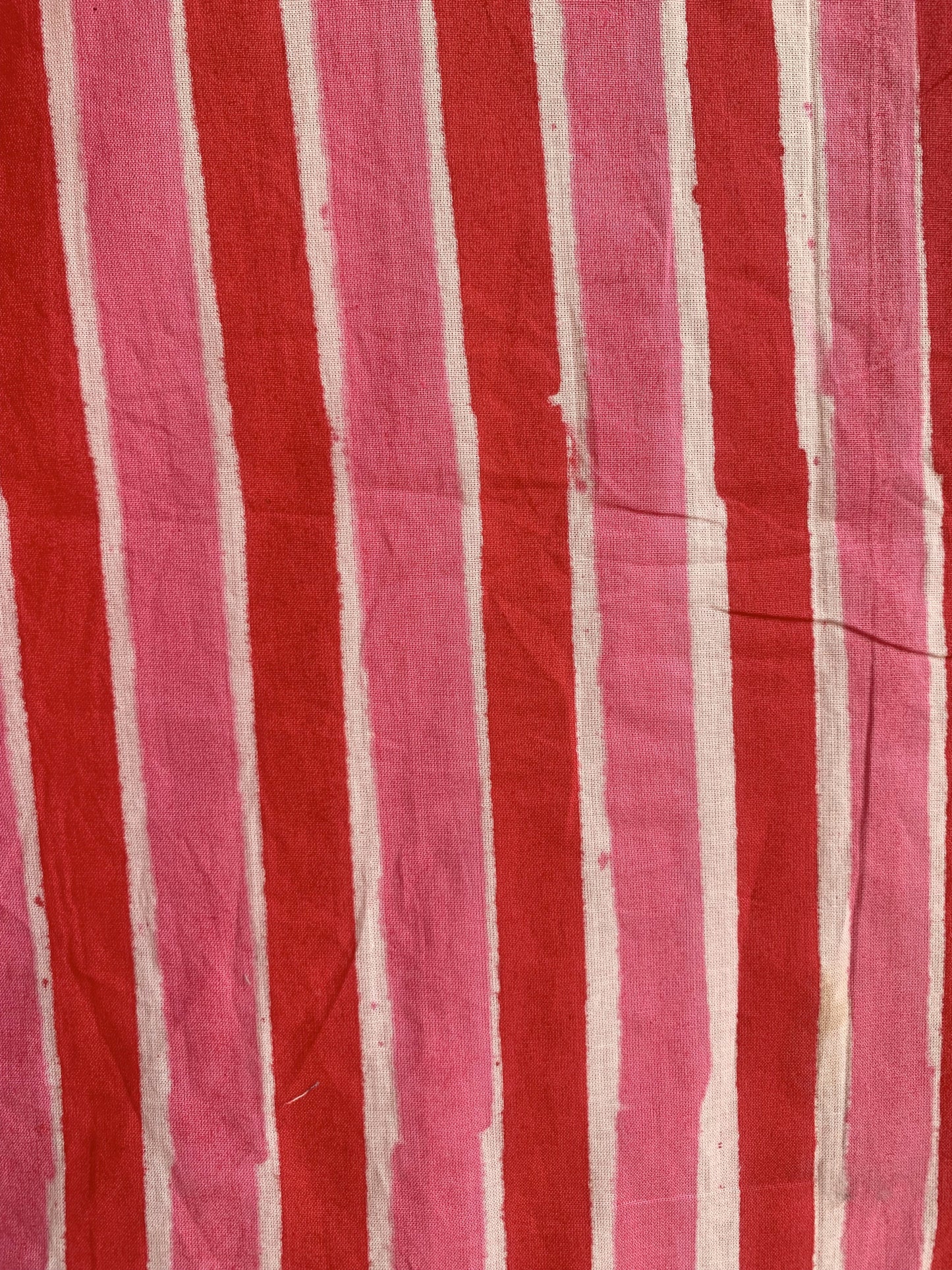 Coral Pink Red Striped Cotton Mini Dress – Hand Block Print Boho Shirt Dress