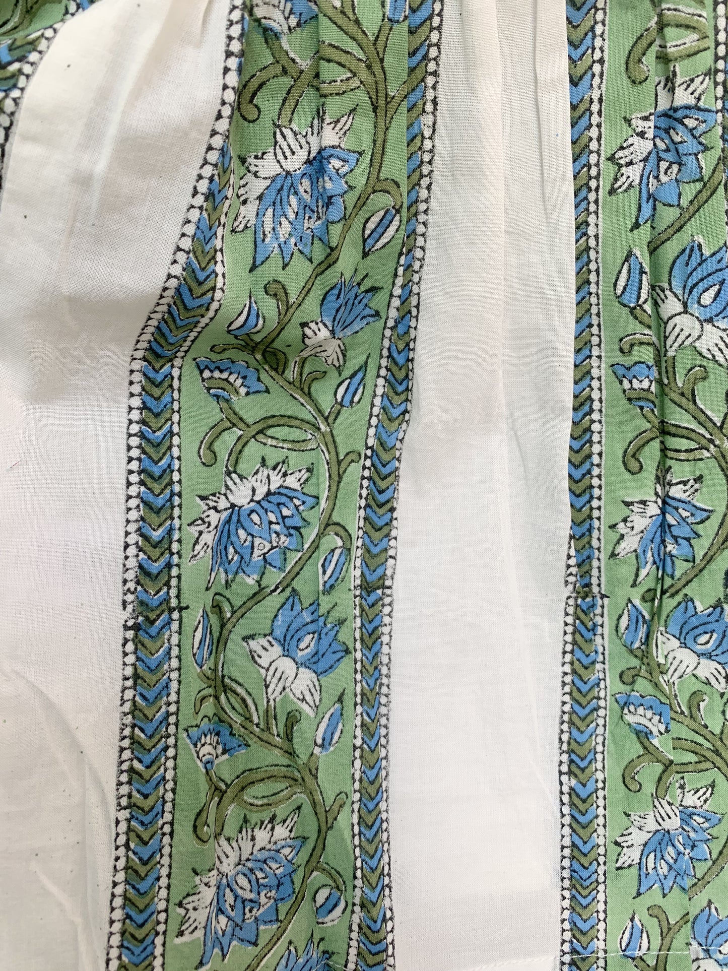 Blue Floral Block Print Mini Dress, Cotton Boho Shirt Dress, Handmade Indian Tiered Dress